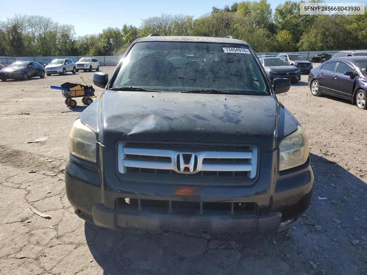 2006 Honda Pilot Ex VIN: 5FNYF28566B043930 Lot: 73454914