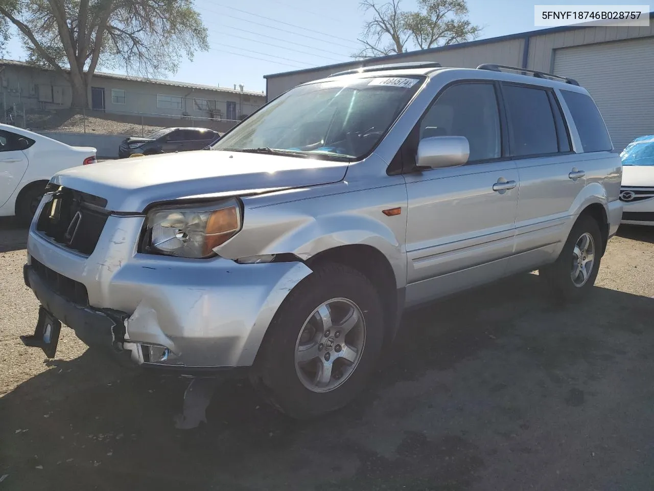 2006 Honda Pilot Ex VIN: 5FNYF18746B028757 Lot: 74484574