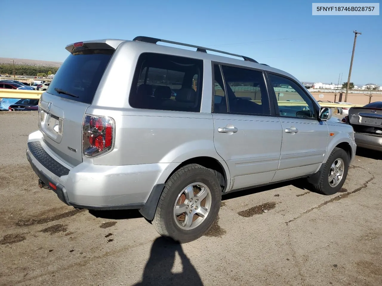 2006 Honda Pilot Ex VIN: 5FNYF18746B028757 Lot: 74484574