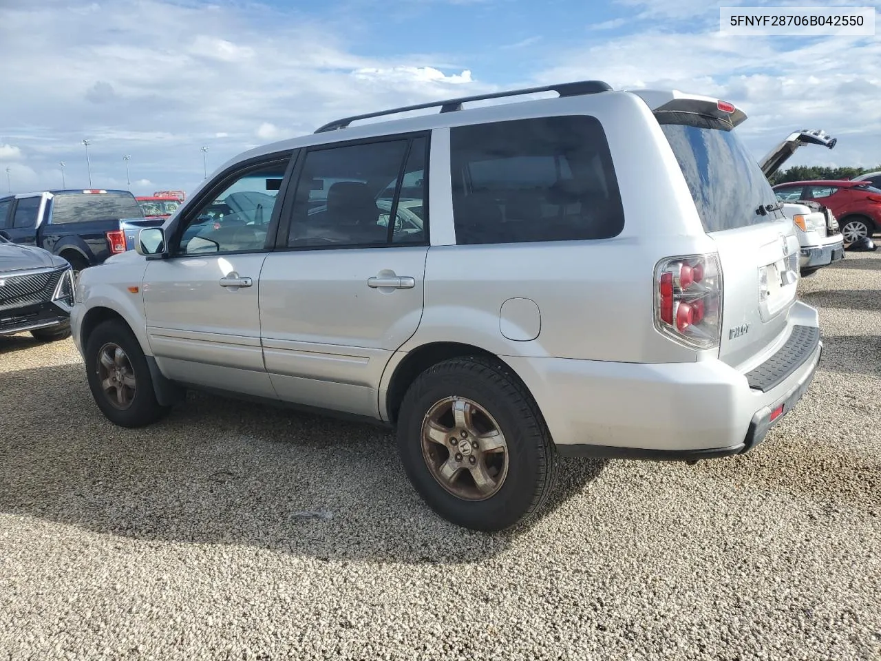 2006 Honda Pilot Ex VIN: 5FNYF28706B042550 Lot: 74549594