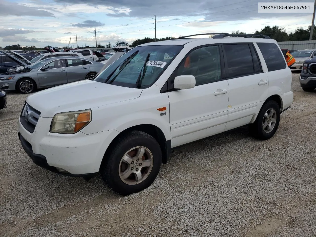 2006 Honda Pilot Ex VIN: 2HKYF18546H557951 Lot: 74695344