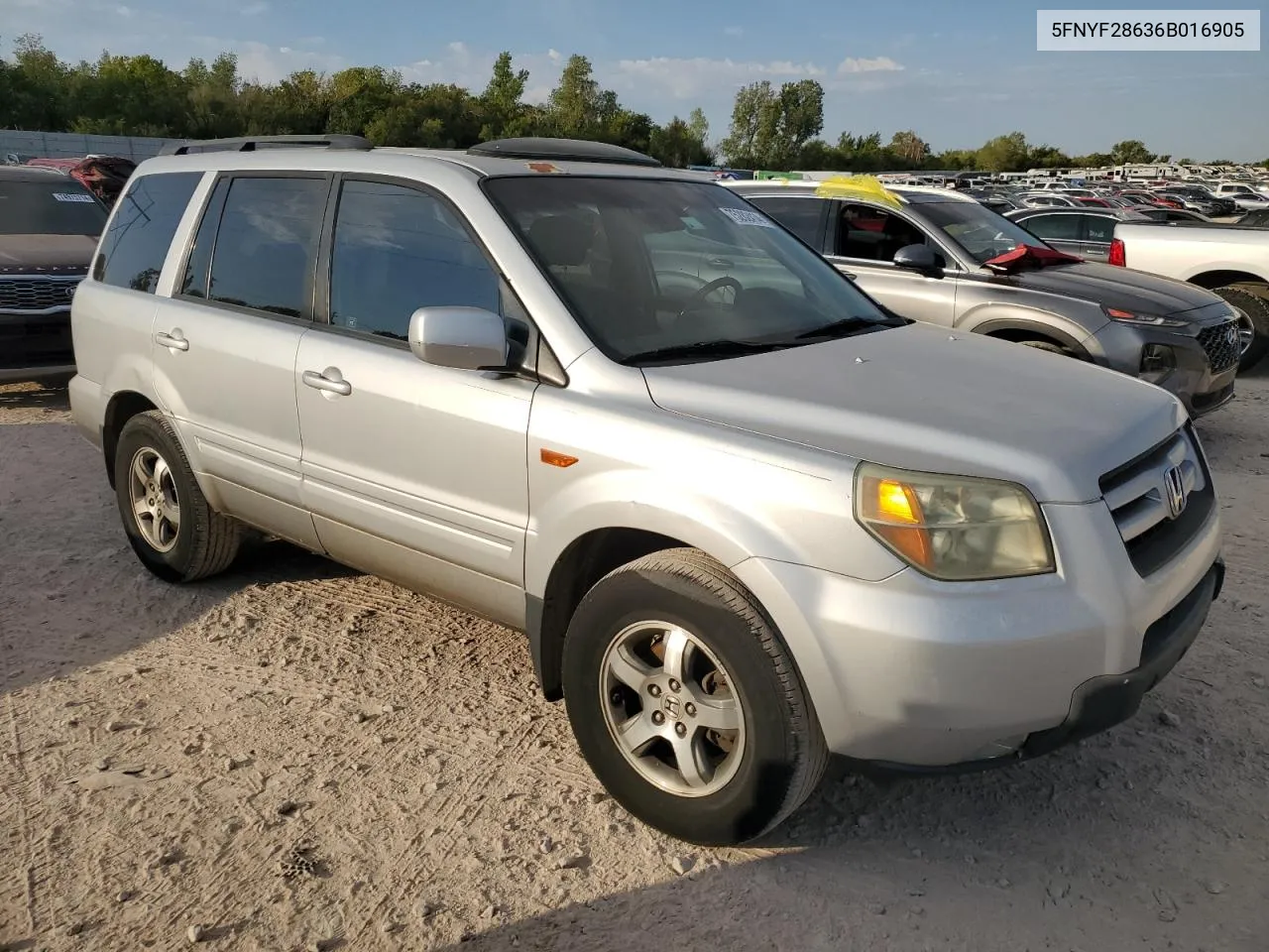 2006 Honda Pilot Ex VIN: 5FNYF28636B016905 Lot: 75282414