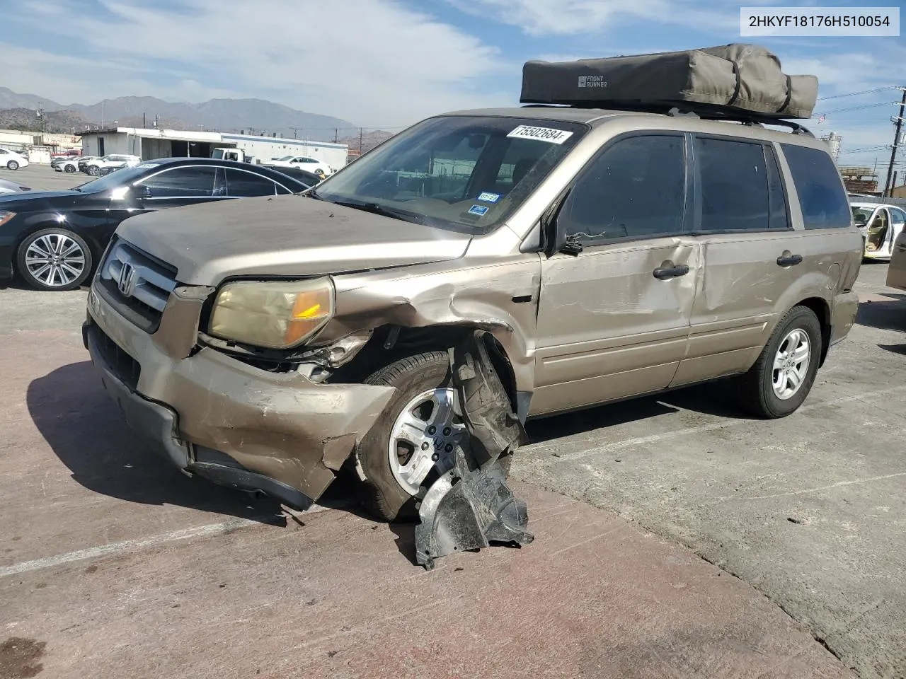 2006 Honda Pilot Lx VIN: 2HKYF18176H510054 Lot: 75502684