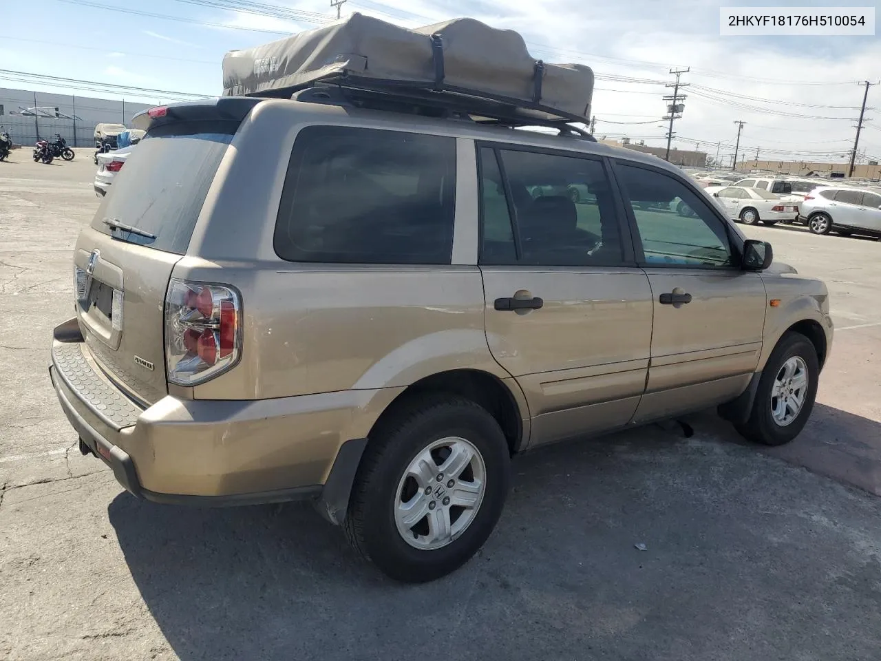 2006 Honda Pilot Lx VIN: 2HKYF18176H510054 Lot: 75502684