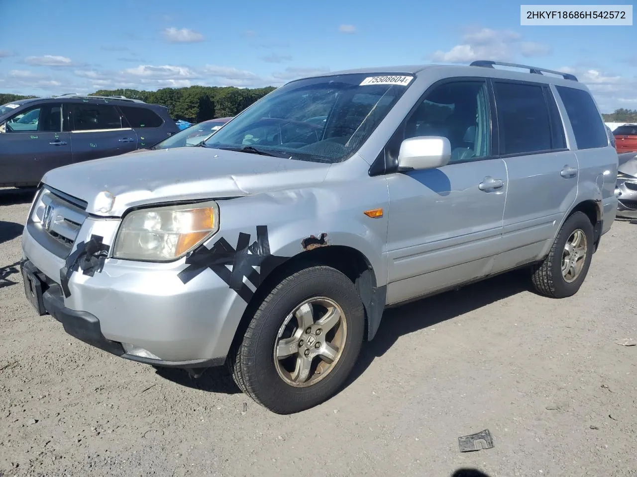 2HKYF18686H542572 2006 Honda Pilot Ex