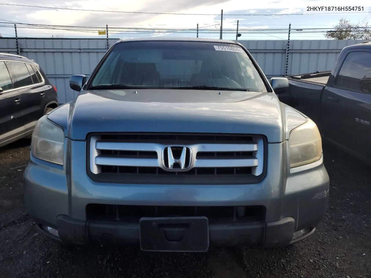 2006 Honda Pilot Ex VIN: 2HKYF18716H554751 Lot: 75510804