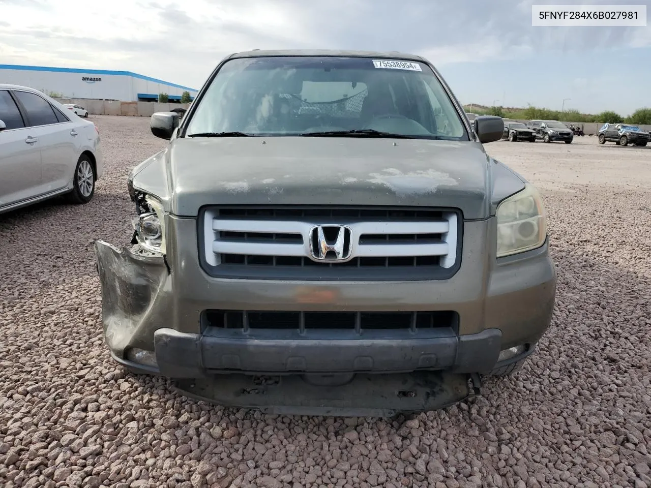 5FNYF284X6B027981 2006 Honda Pilot Ex