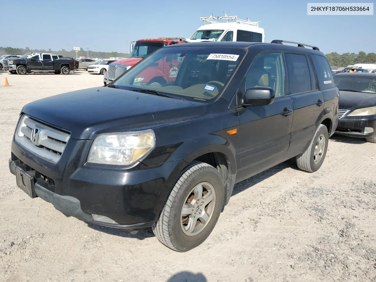 2006 Honda Pilot Ex VIN: 2HKYF18706H533664 Lot: 75810554