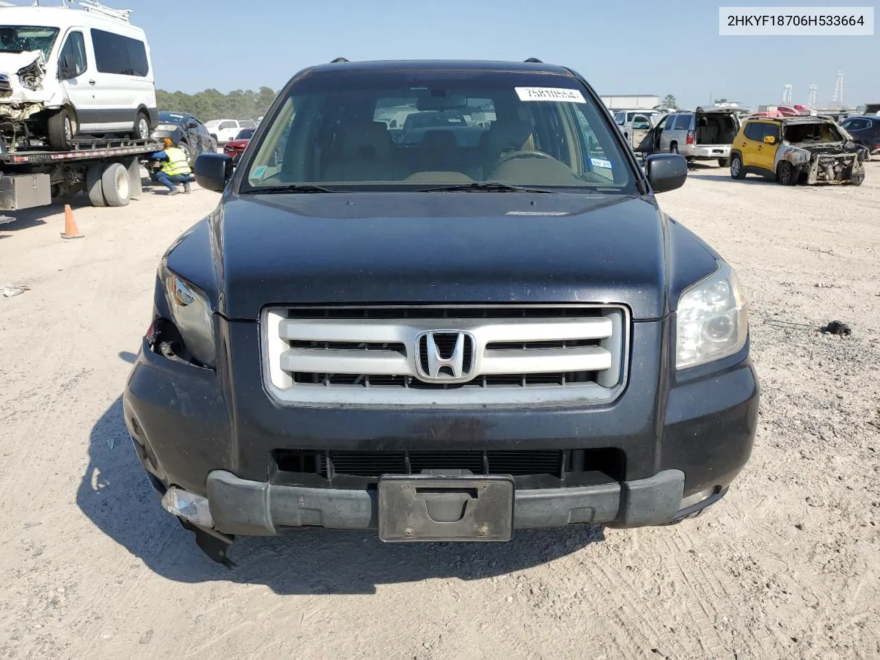 2006 Honda Pilot Ex VIN: 2HKYF18706H533664 Lot: 75810554