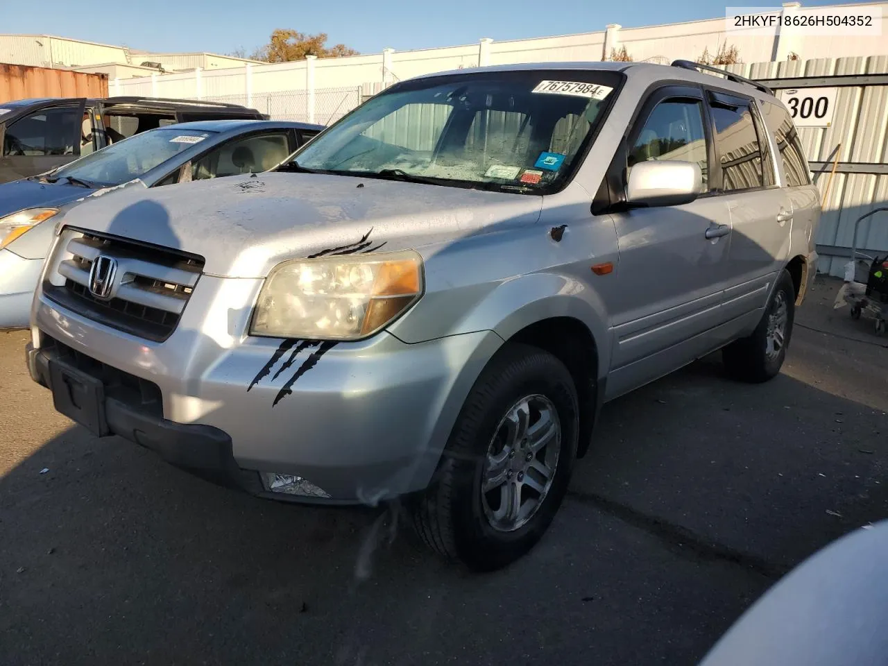 2006 Honda Pilot Ex VIN: 2HKYF18626H504352 Lot: 76757984