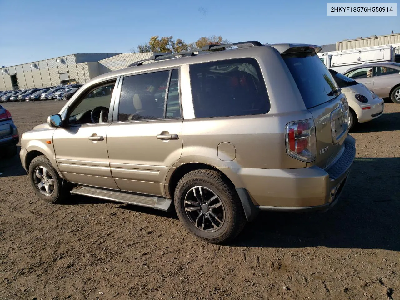 2006 Honda Pilot Ex VIN: 2HKYF18576H550914 Lot: 76809414