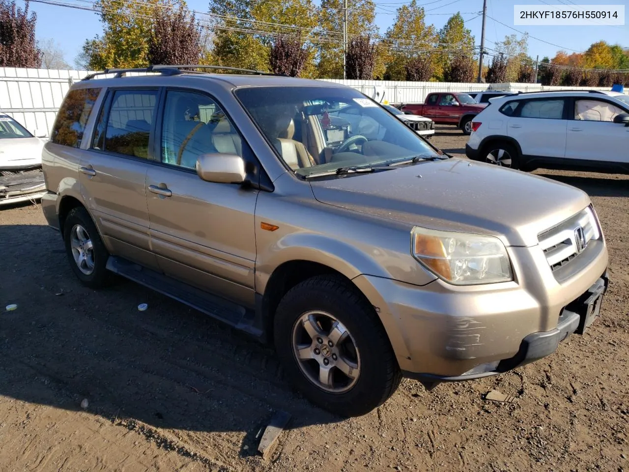 2006 Honda Pilot Ex VIN: 2HKYF18576H550914 Lot: 76809414