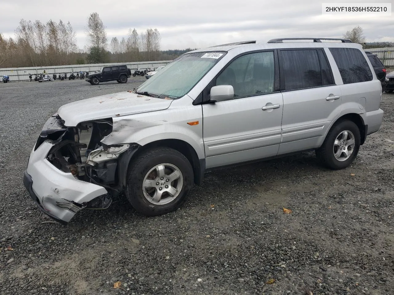 2006 Honda Pilot Ex VIN: 2HKYF18536H552210 Lot: 77031044