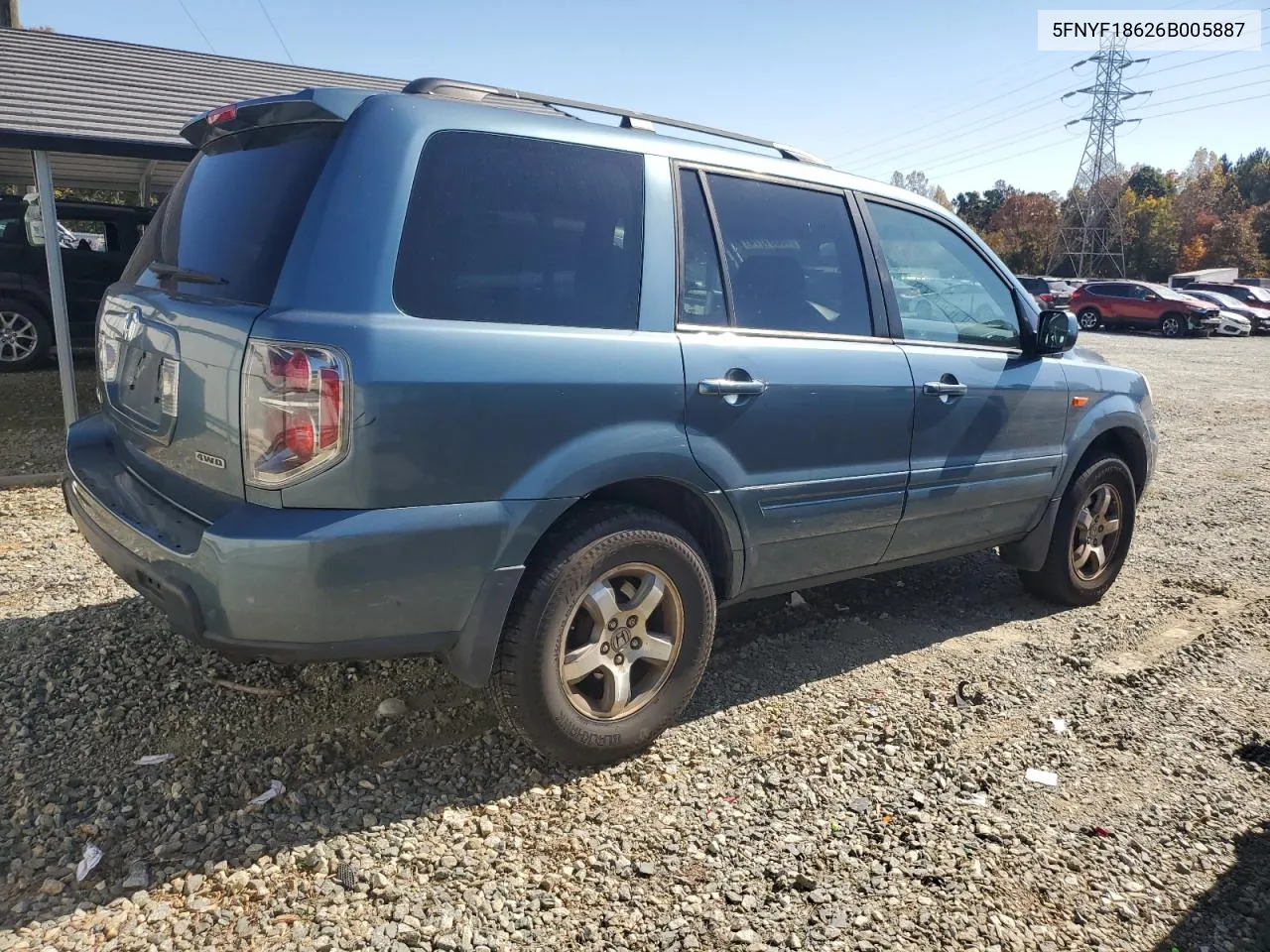 2006 Honda Pilot Ex VIN: 5FNYF18626B005887 Lot: 78001174