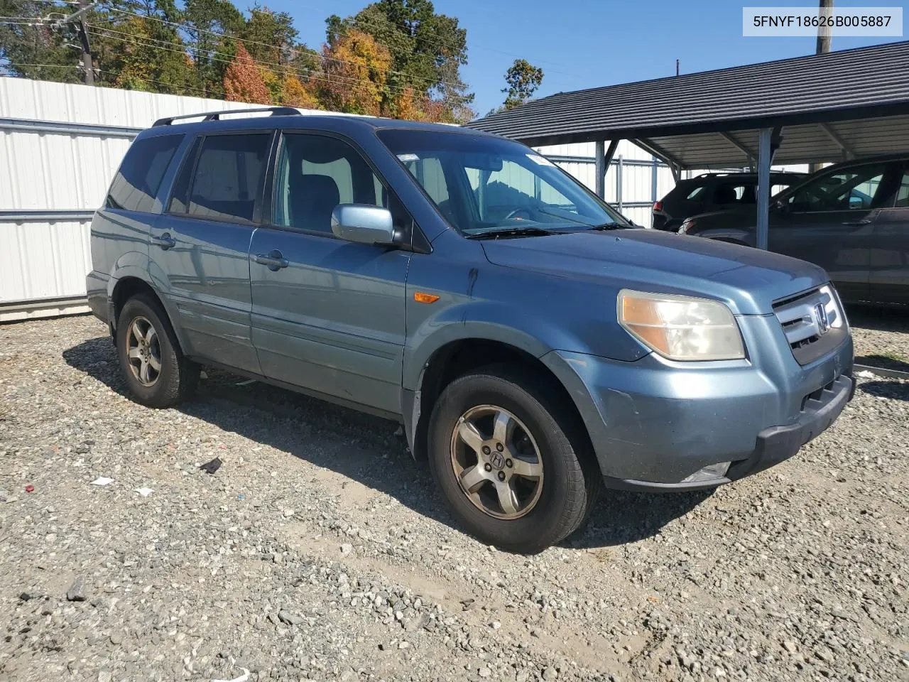 2006 Honda Pilot Ex VIN: 5FNYF18626B005887 Lot: 78001174