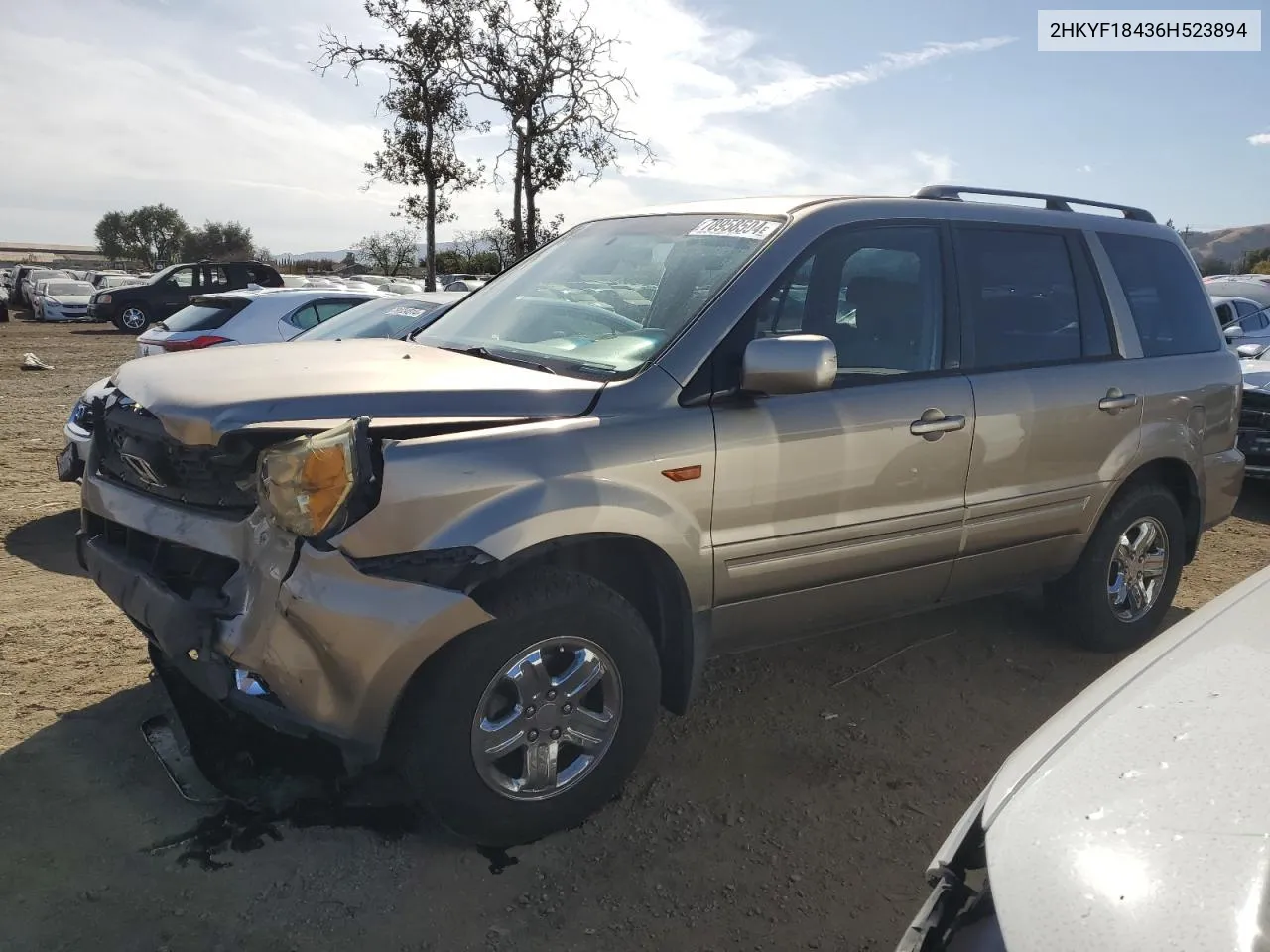 2006 Honda Pilot Ex VIN: 2HKYF18436H523894 Lot: 78958504