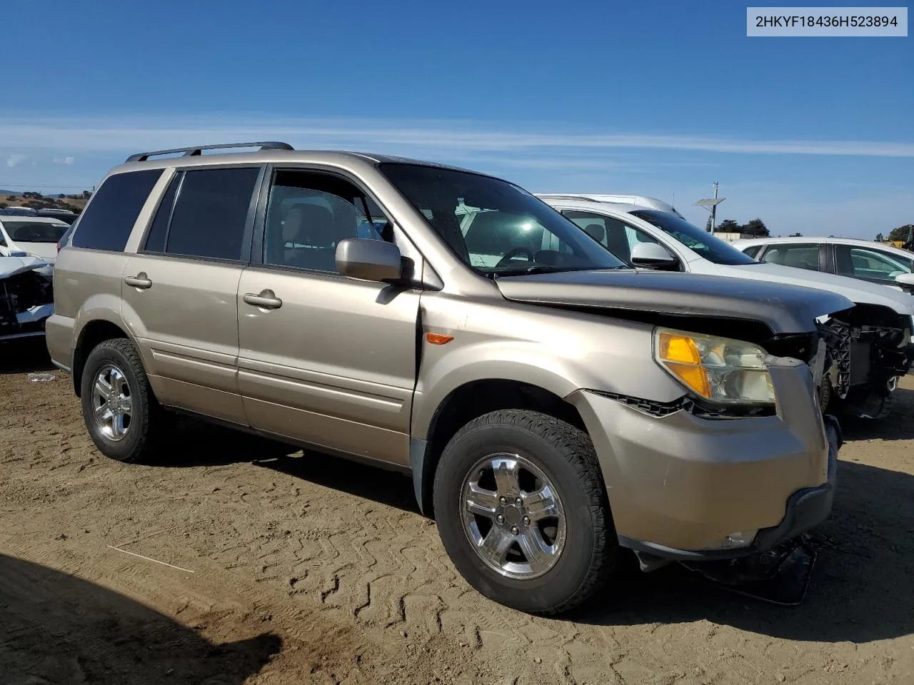 2006 Honda Pilot Ex VIN: 2HKYF18436H523894 Lot: 78958504