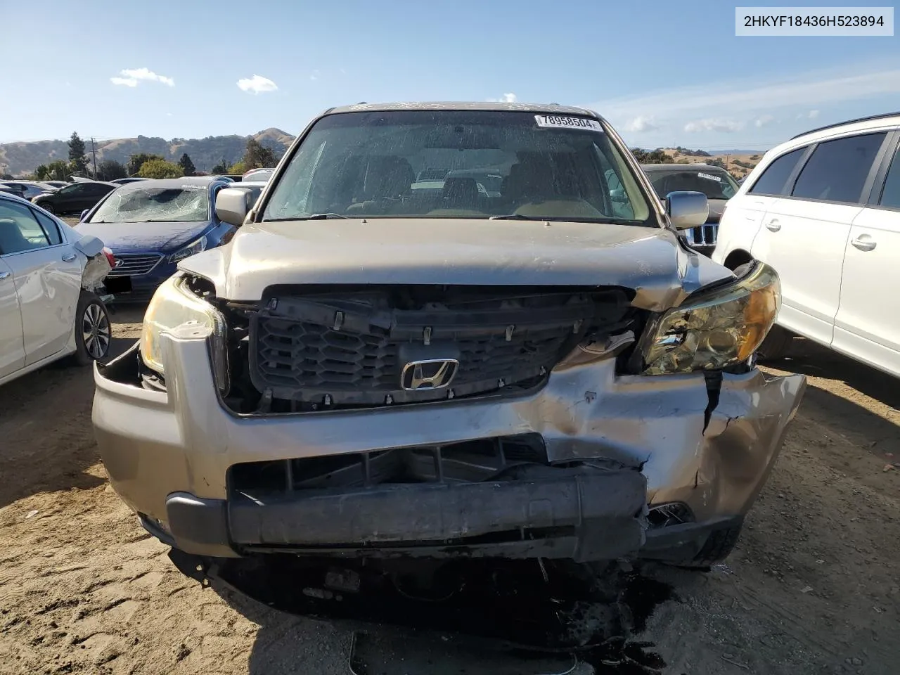 2006 Honda Pilot Ex VIN: 2HKYF18436H523894 Lot: 78958504