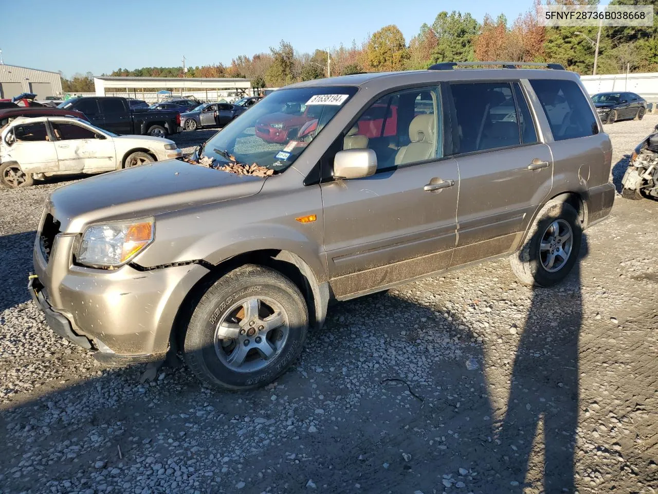 2006 Honda Pilot Ex VIN: 5FNYF28736B038668 Lot: 81638194