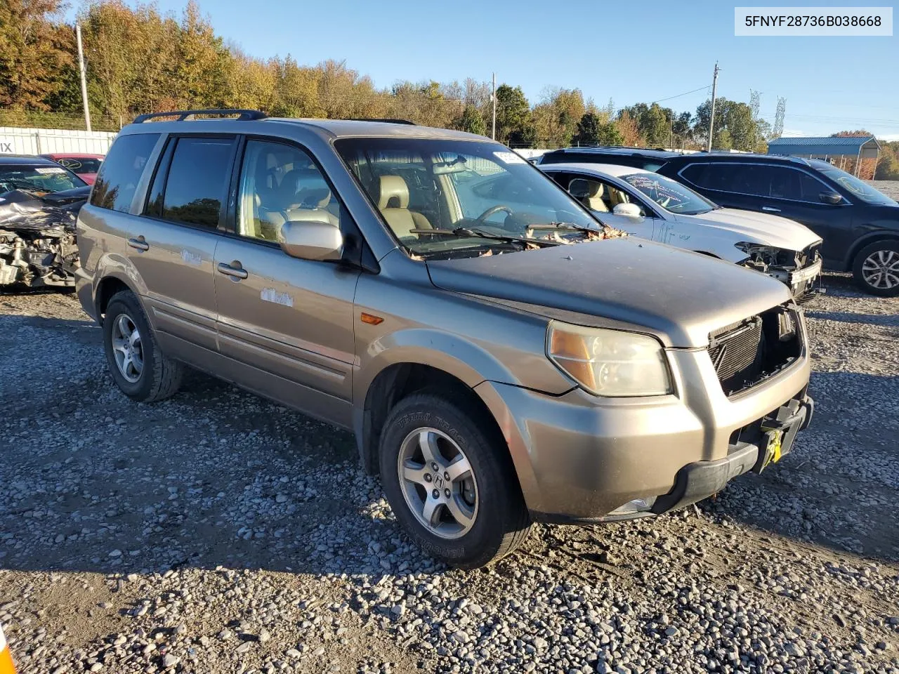 2006 Honda Pilot Ex VIN: 5FNYF28736B038668 Lot: 81638194