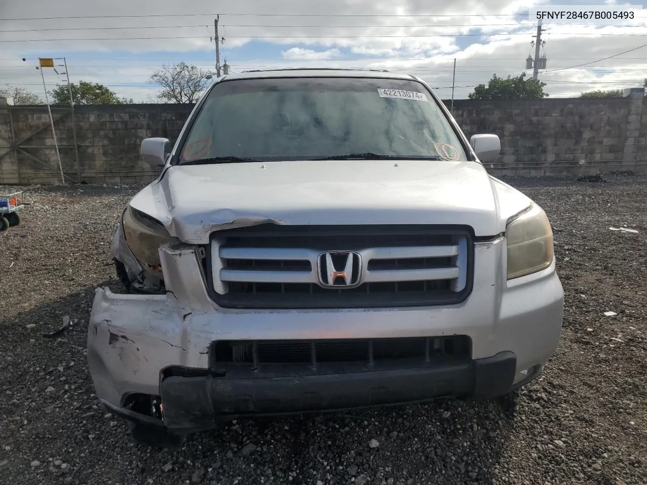 2007 Honda Pilot Ex VIN: 5FNYF28467B005493 Lot: 42213074