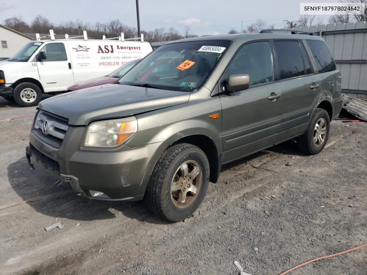 2007 Honda Pilot Exl VIN: 5FNYF18797B024642 Lot: 45865004