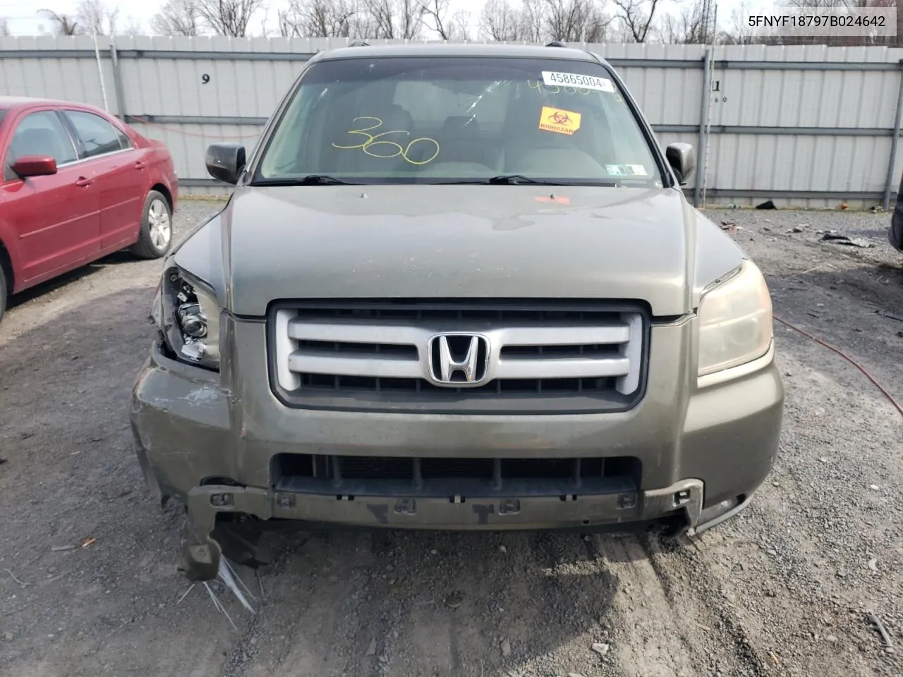 2007 Honda Pilot Exl VIN: 5FNYF18797B024642 Lot: 45865004