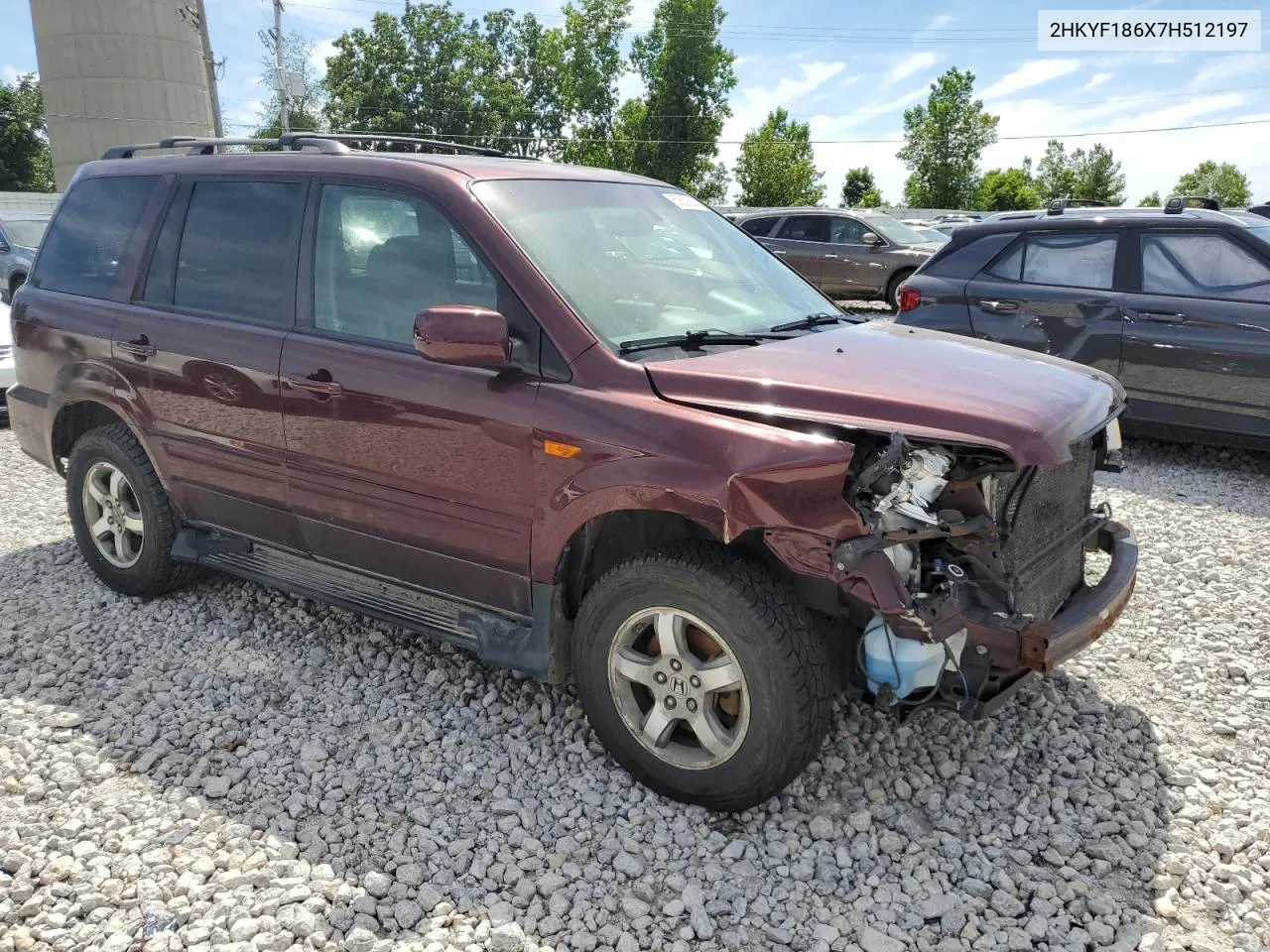 2007 Honda Pilot Exl VIN: 2HKYF186X7H512197 Lot: 60809214