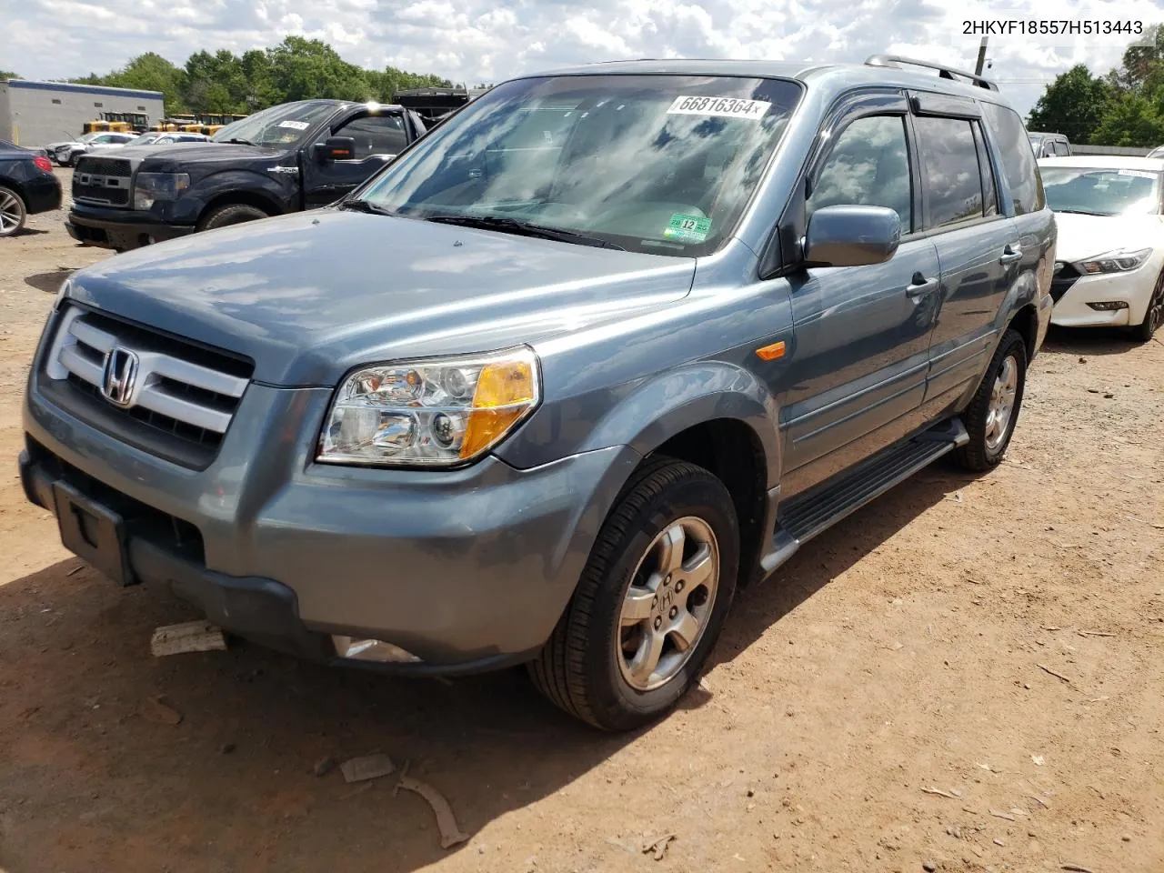 2007 Honda Pilot Exl VIN: 2HKYF18557H513443 Lot: 66816364