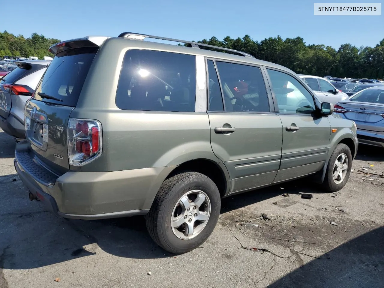 2007 Honda Pilot Ex VIN: 5FNYF18477B025715 Lot: 68759394