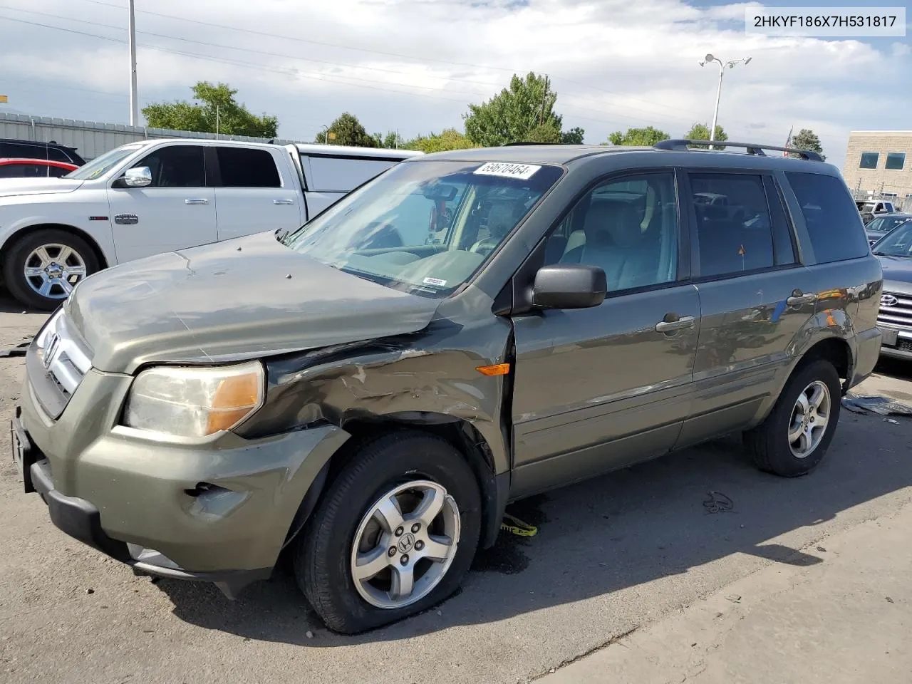 2007 Honda Pilot Exl VIN: 2HKYF186X7H531817 Lot: 69670464