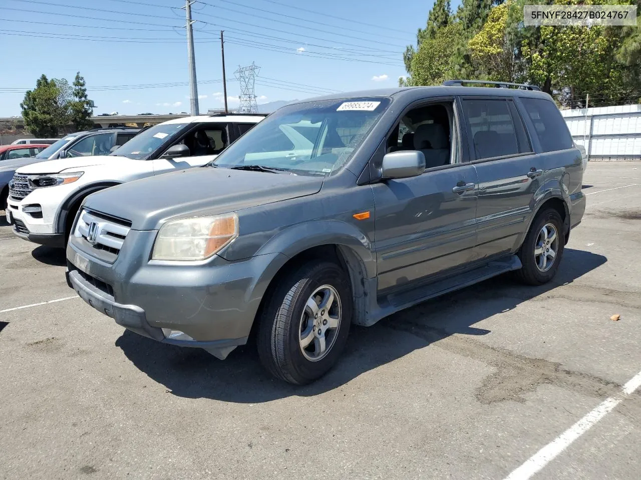 2007 Honda Pilot Ex VIN: 5FNYF28427B024767 Lot: 69985224