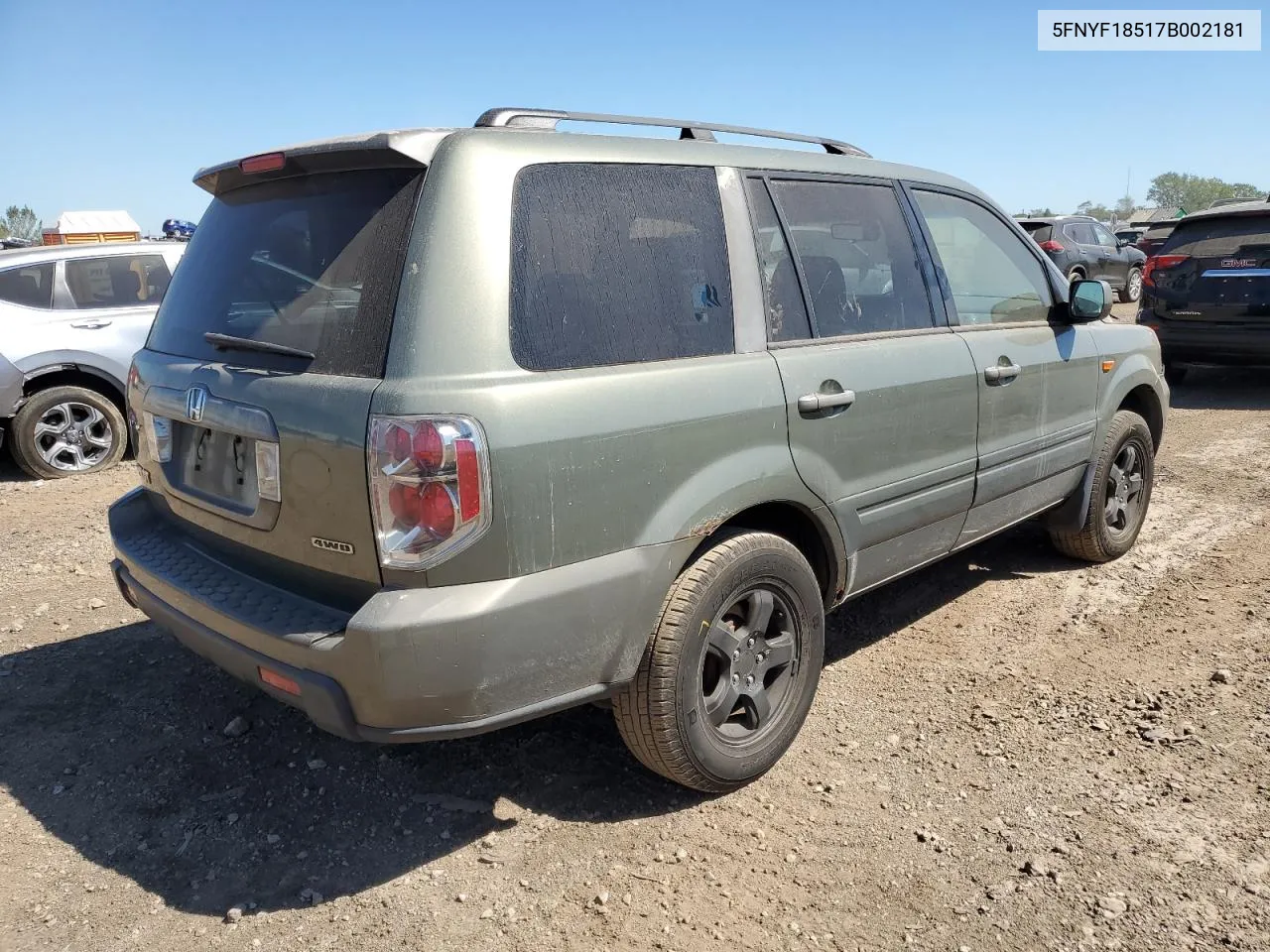 2007 Honda Pilot Exl VIN: 5FNYF18517B002181 Lot: 70203544