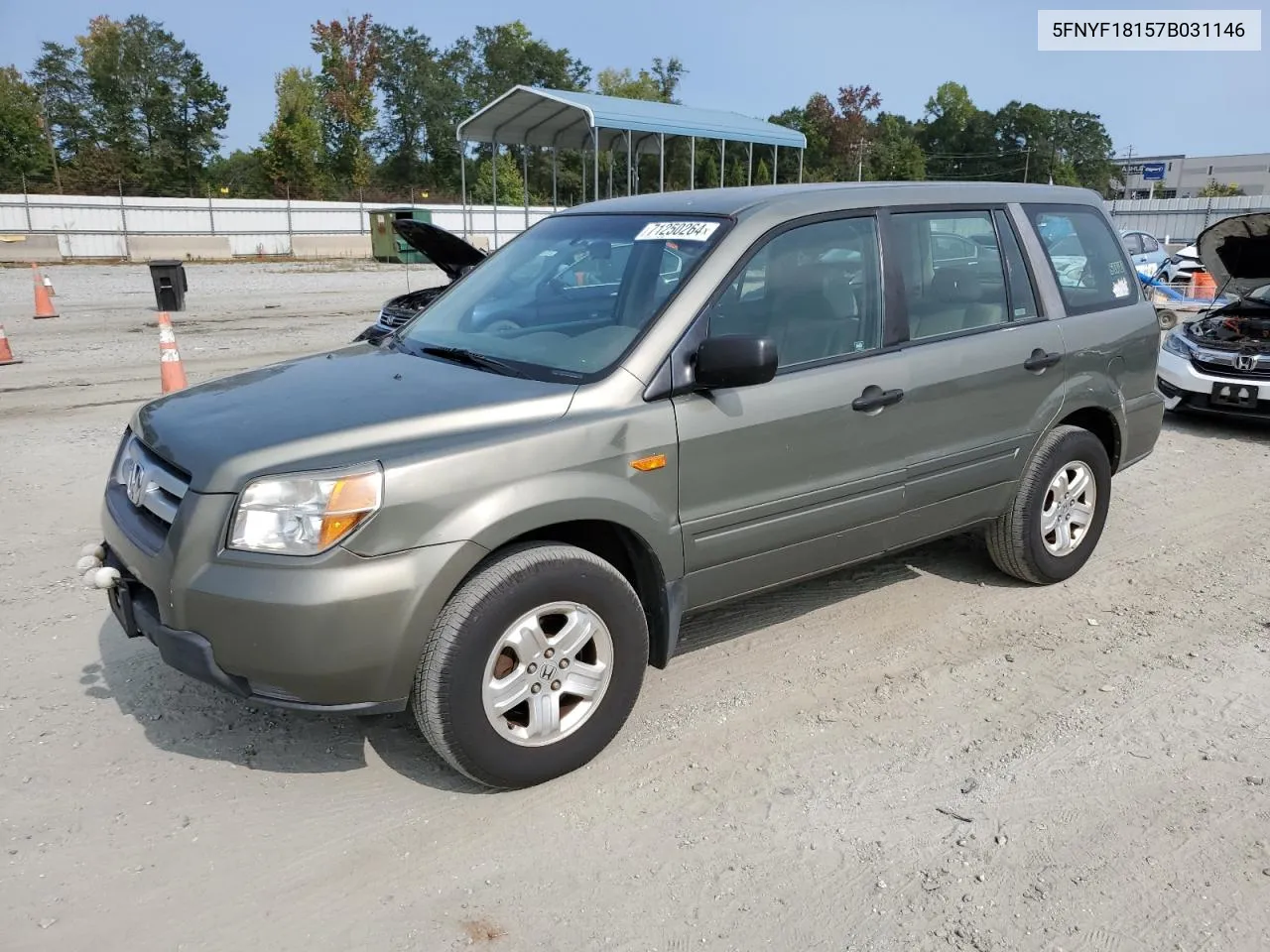 2007 Honda Pilot Lx VIN: 5FNYF18157B031146 Lot: 71250264