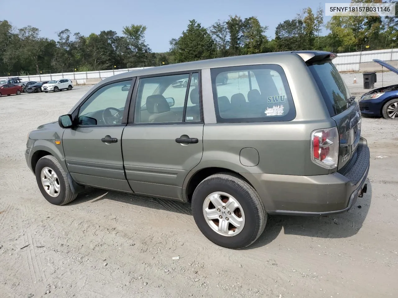 2007 Honda Pilot Lx VIN: 5FNYF18157B031146 Lot: 71250264