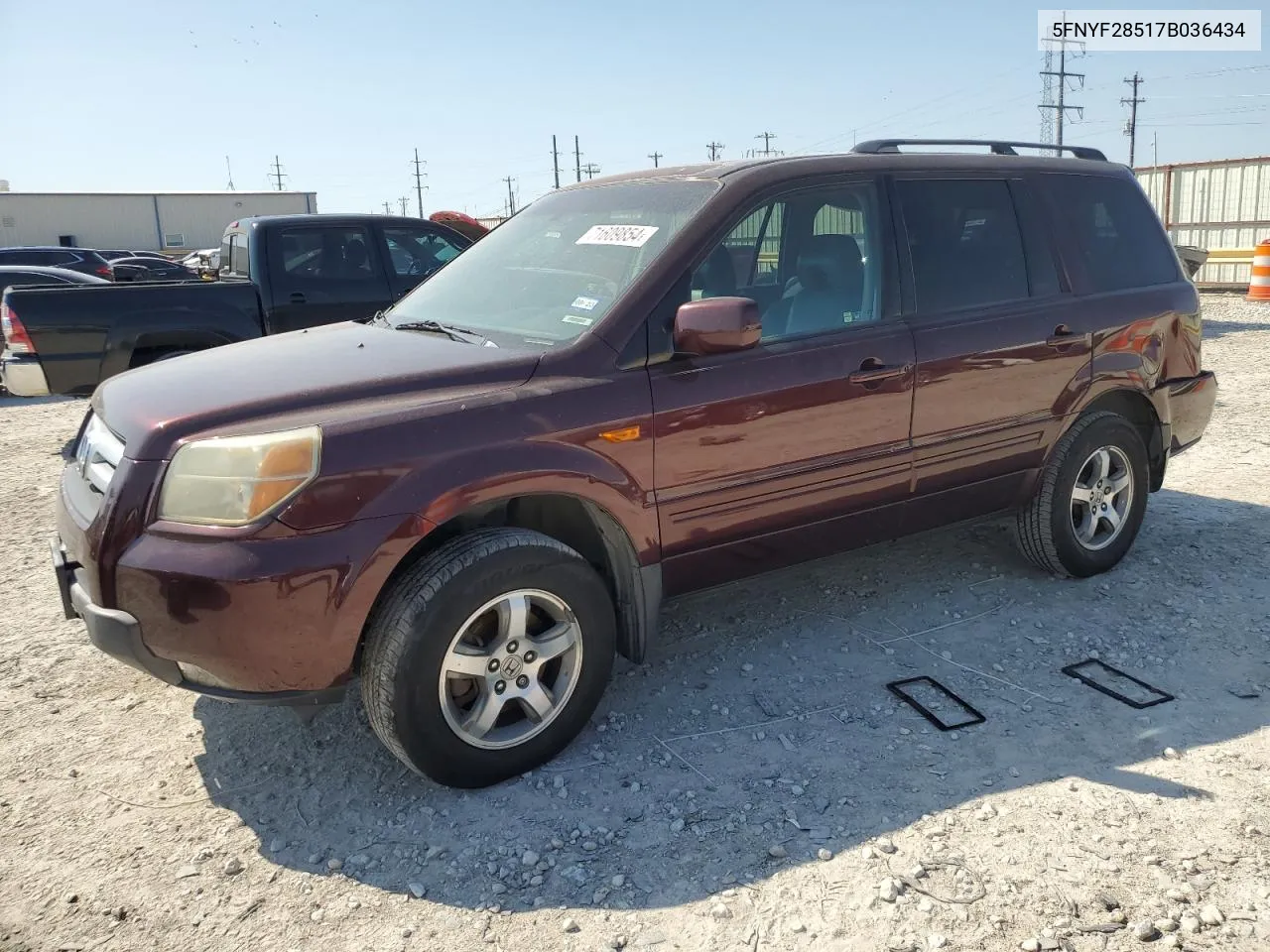 2007 Honda Pilot Exl VIN: 5FNYF28517B036434 Lot: 71609854