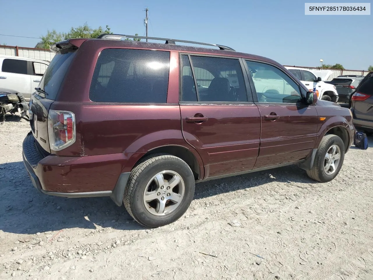 2007 Honda Pilot Exl VIN: 5FNYF28517B036434 Lot: 71609854