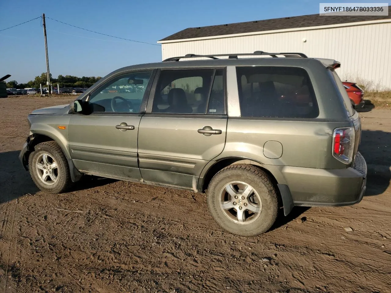 2007 Honda Pilot Exl VIN: 5FNYF18647B033336 Lot: 71717294