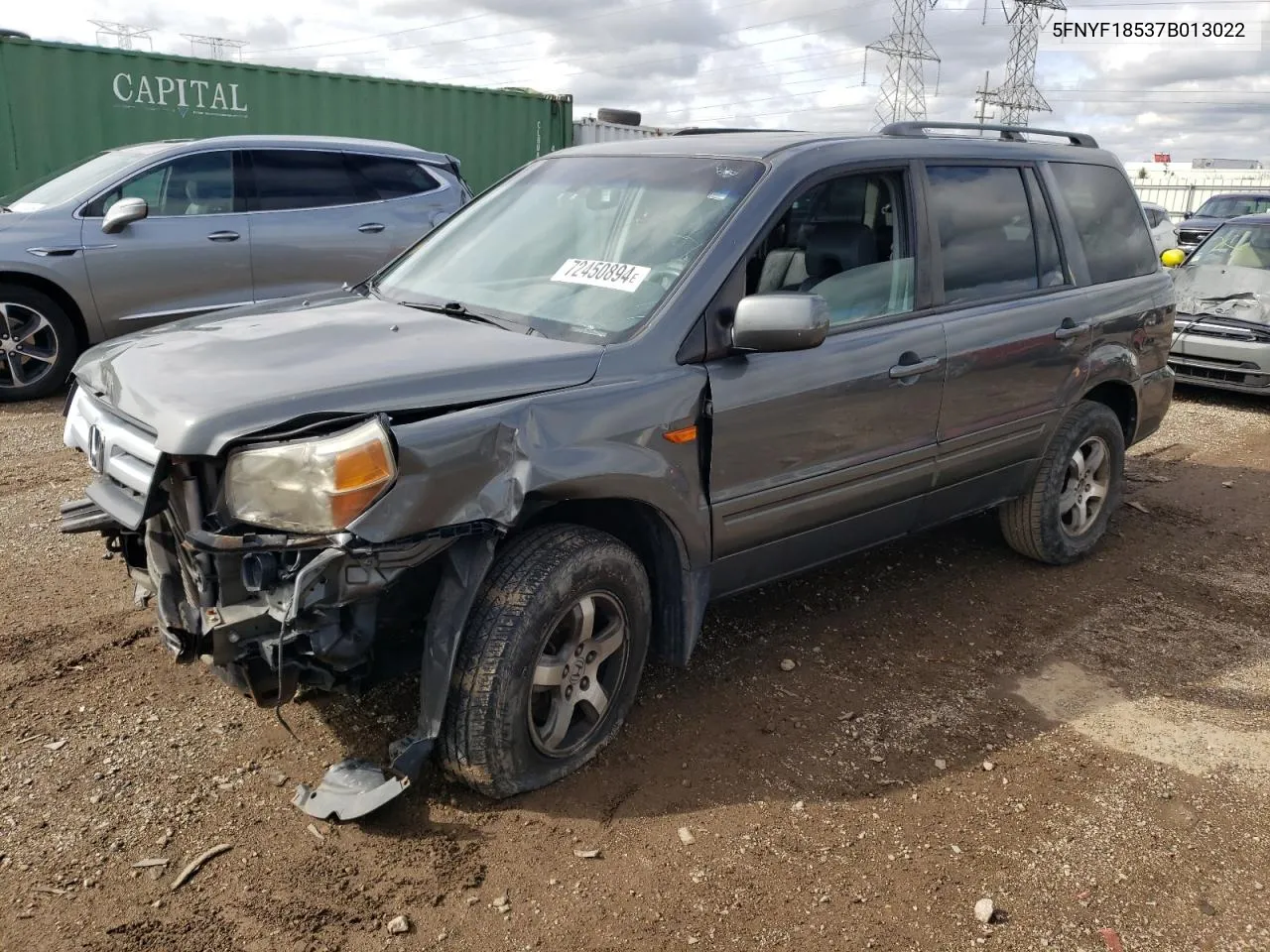 2007 Honda Pilot Exl VIN: 5FNYF18537B013022 Lot: 72450894