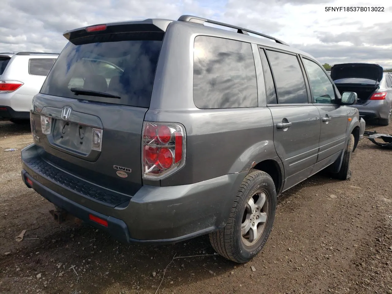 2007 Honda Pilot Exl VIN: 5FNYF18537B013022 Lot: 72450894