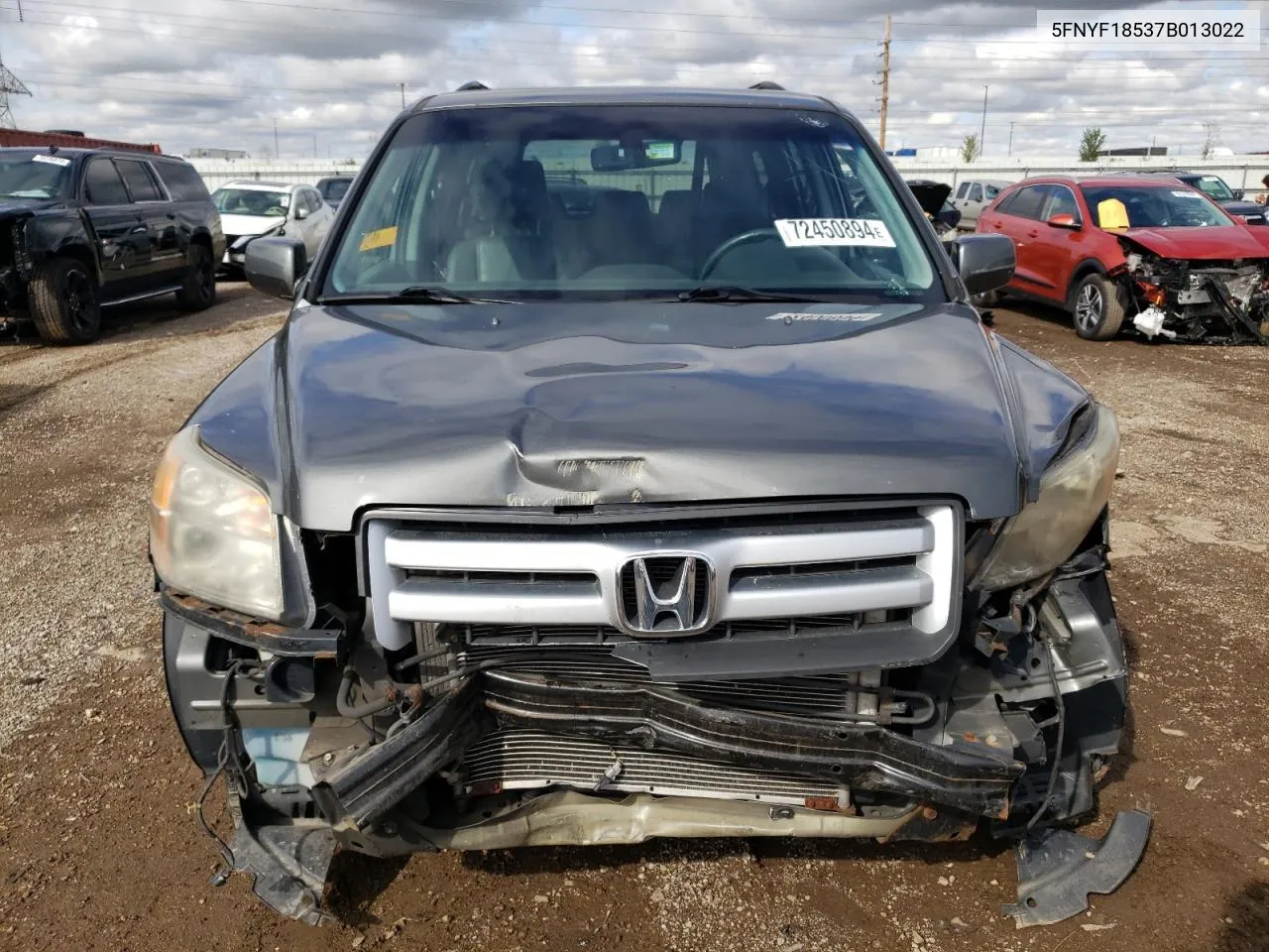 2007 Honda Pilot Exl VIN: 5FNYF18537B013022 Lot: 72450894