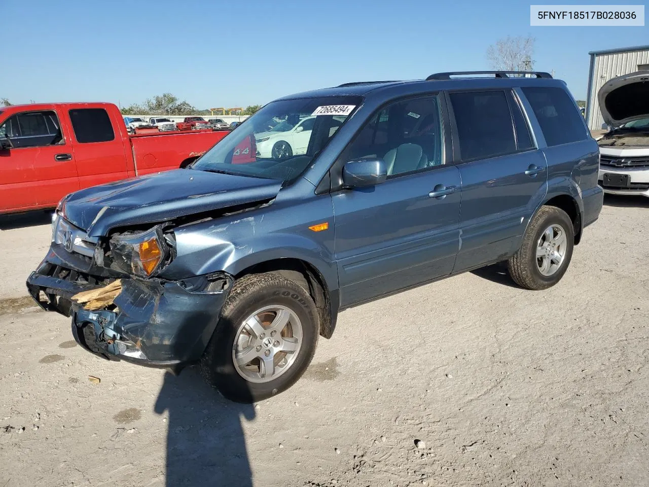 2007 Honda Pilot Exl VIN: 5FNYF18517B028036 Lot: 72685494