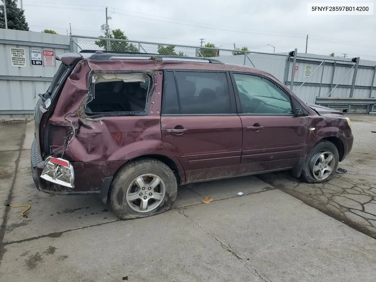 2007 Honda Pilot Exl VIN: 5FNYF28597B014200 Lot: 72793284