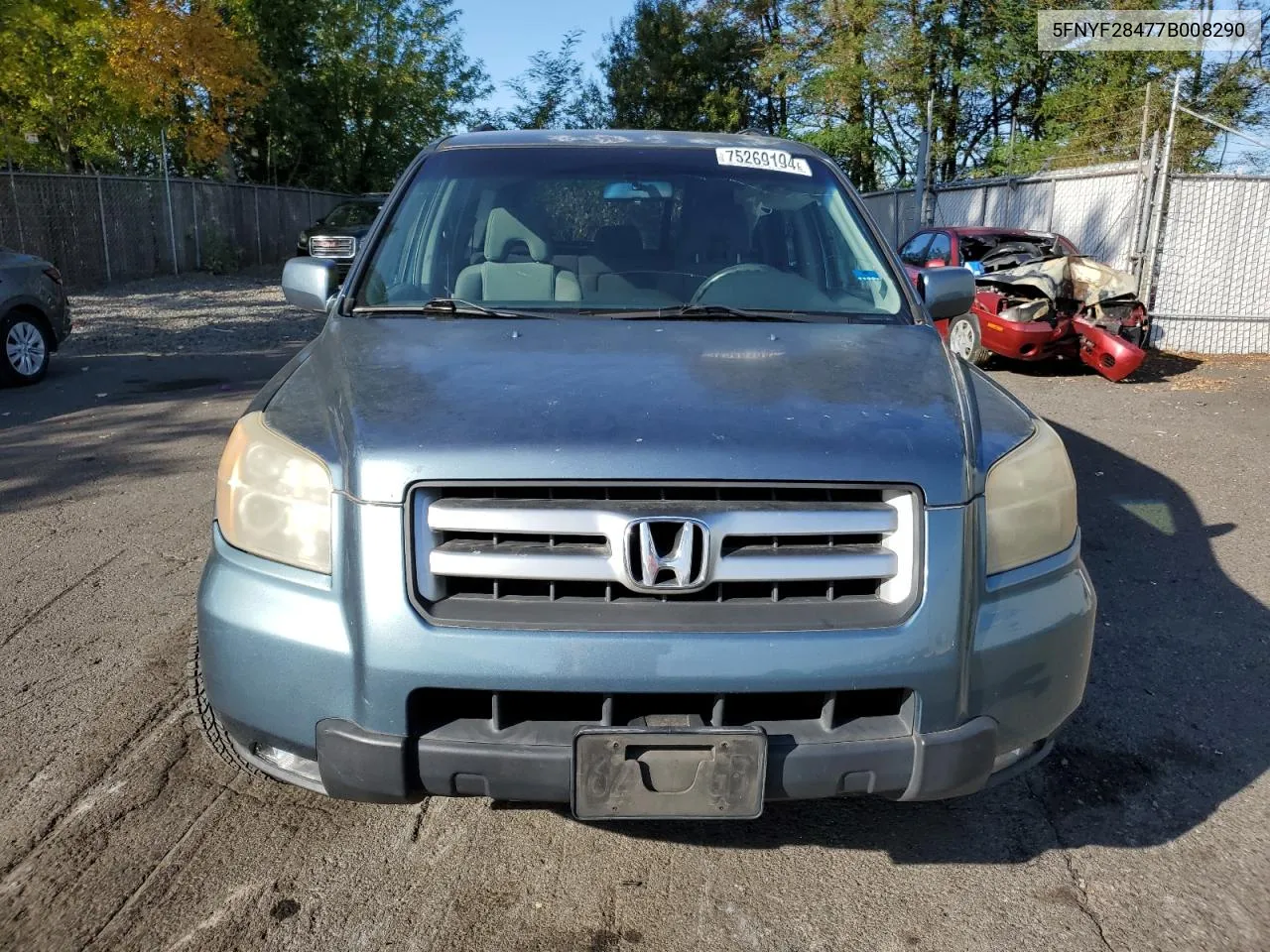 2007 Honda Pilot Ex VIN: 5FNYF28477B008290 Lot: 75269194