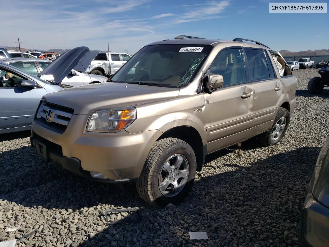 2007 Honda Pilot Exl VIN: 2HKYF18577H517896 Lot: 75280054