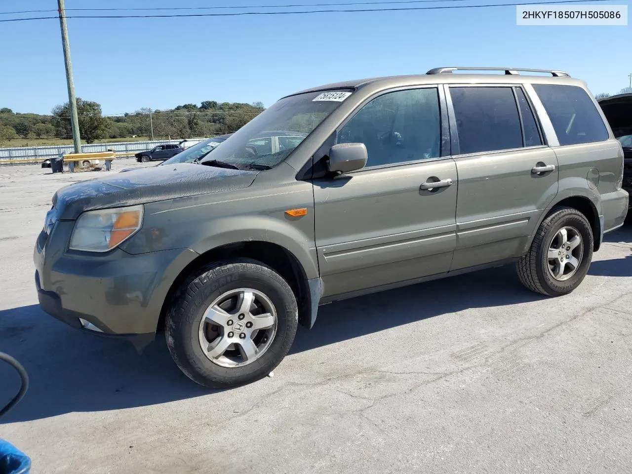 2007 Honda Pilot Exl VIN: 2HKYF18507H505086 Lot: 75815124