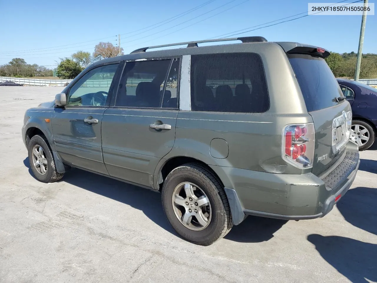 2007 Honda Pilot Exl VIN: 2HKYF18507H505086 Lot: 75815124