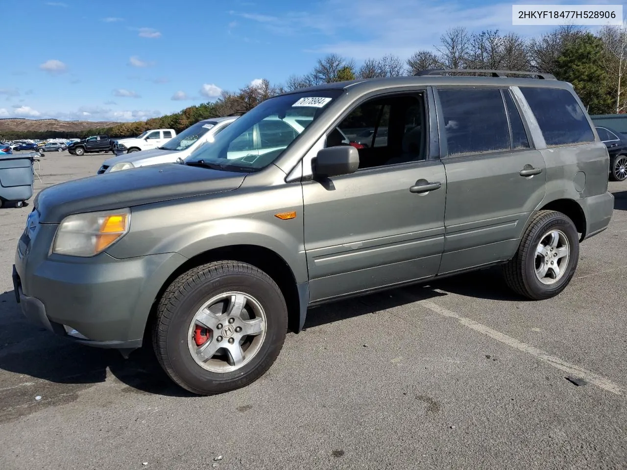 2007 Honda Pilot Ex VIN: 2HKYF18477H528906 Lot: 76178984