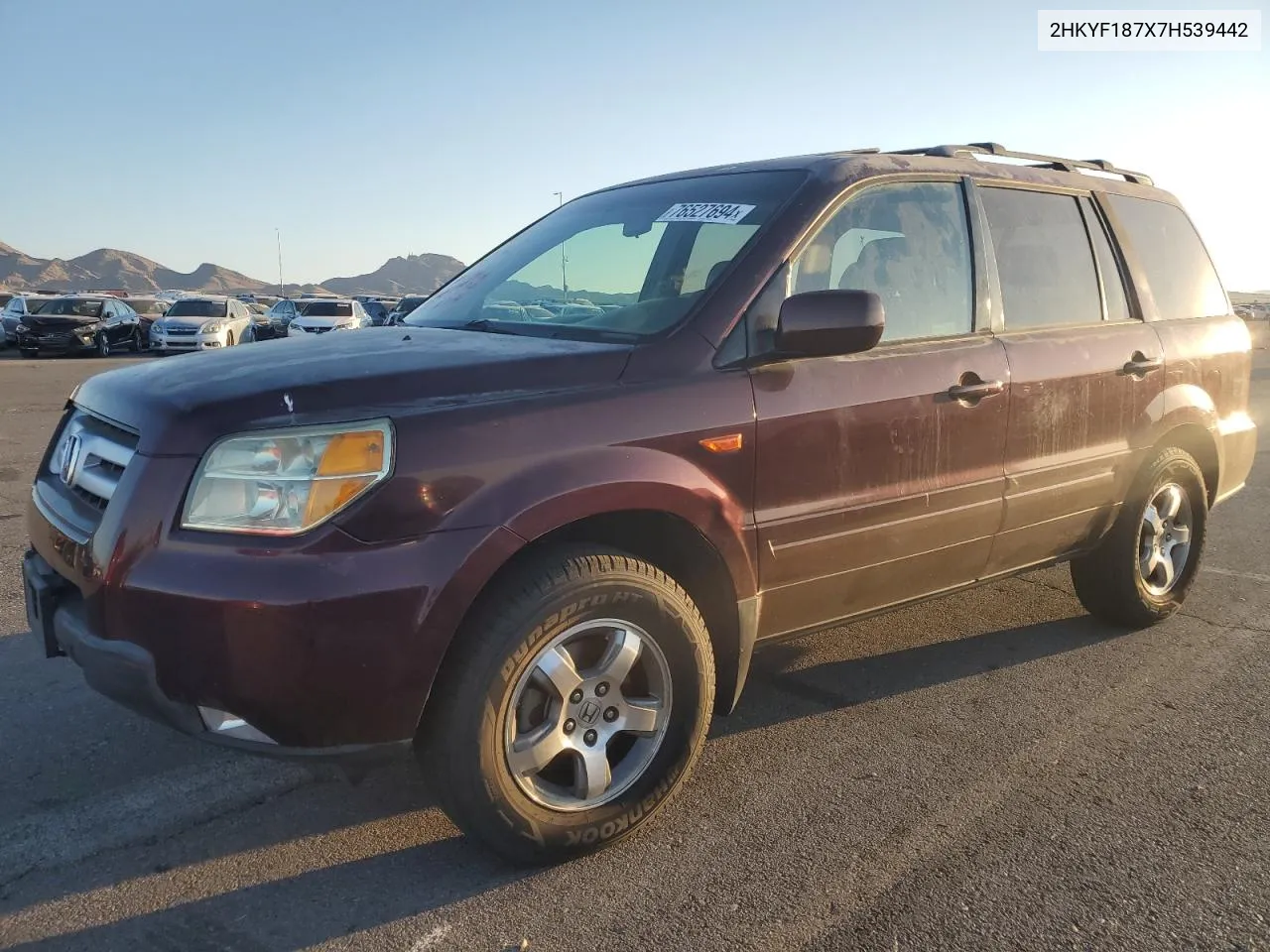 2007 Honda Pilot Exl VIN: 2HKYF187X7H539442 Lot: 76527694