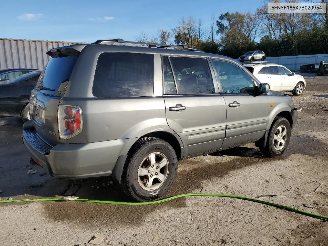 2007 Honda Pilot Exl VIN: 5FNYF185X7B020954 Lot: 76584054